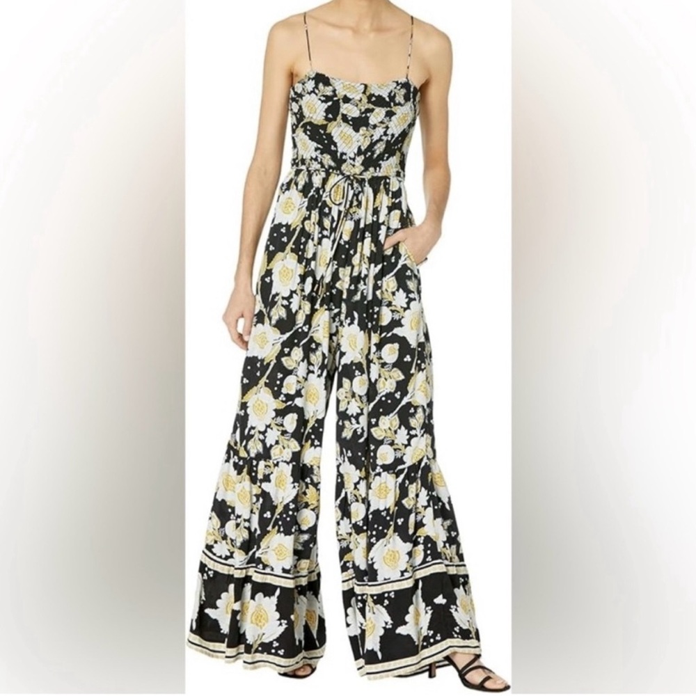 Free People Little of Your Love Floral Black Jumpsuit